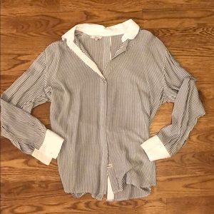 RAILS BUTTON DOWN FRONT & BACK COLLAR STRIPE SHIRT